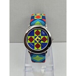 Modern English Ndebele Quartz Watch New Battery Multicolor Woven Strap Dial 3ATM